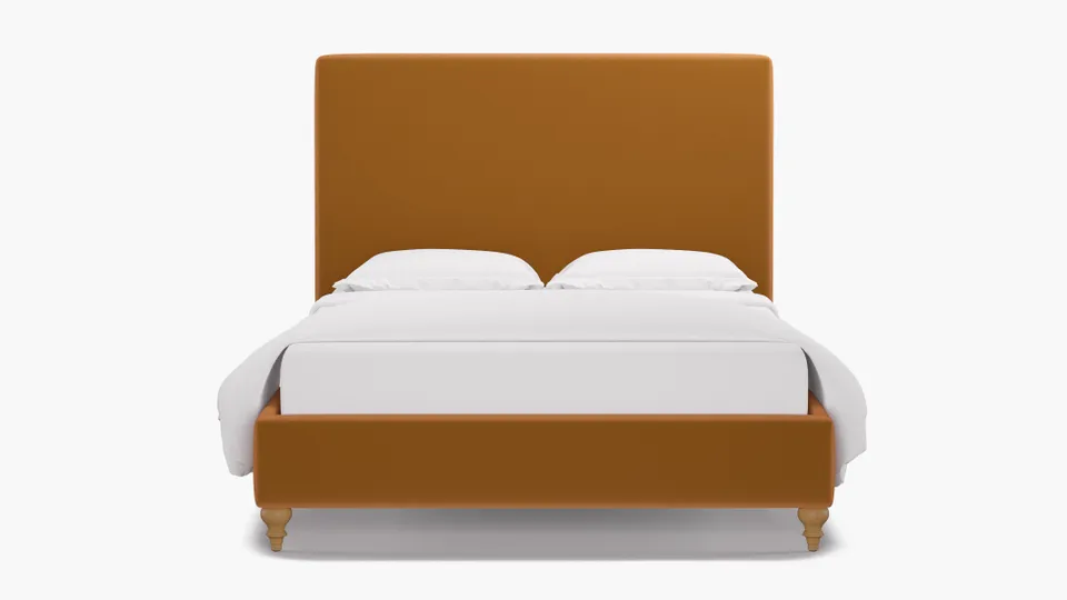 Classic Bed, Marigold Performance Velvet, Natural Traditional Turned Leg, King