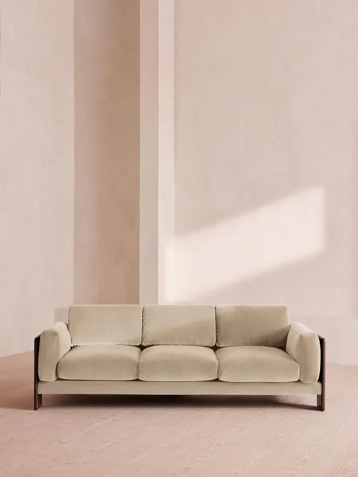 Marcia Three Seater Sofa, Oyster Velvet, US