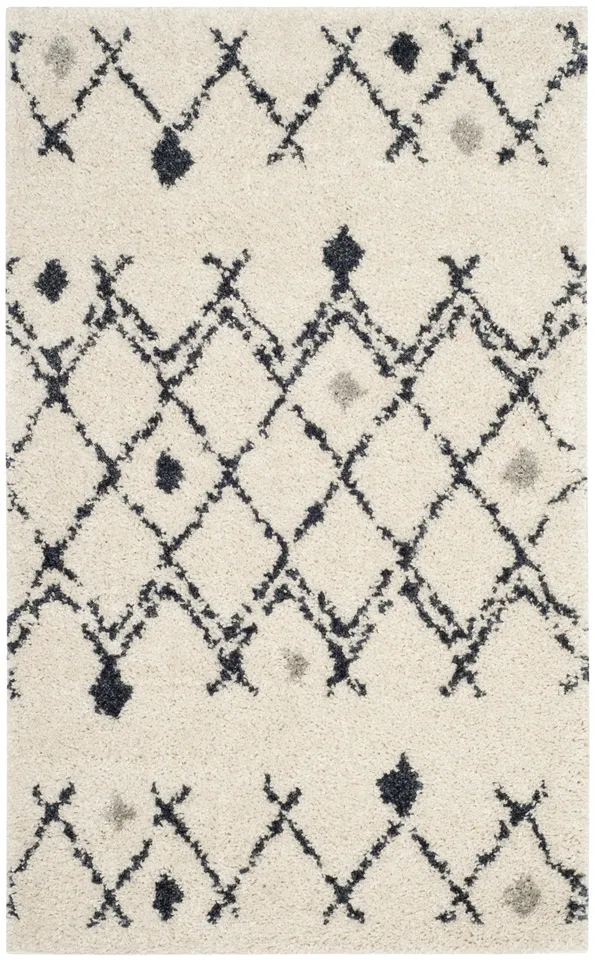 Arlo Home Woven Area Rug, BER164D, Cream/Navy,  3' X 5'
