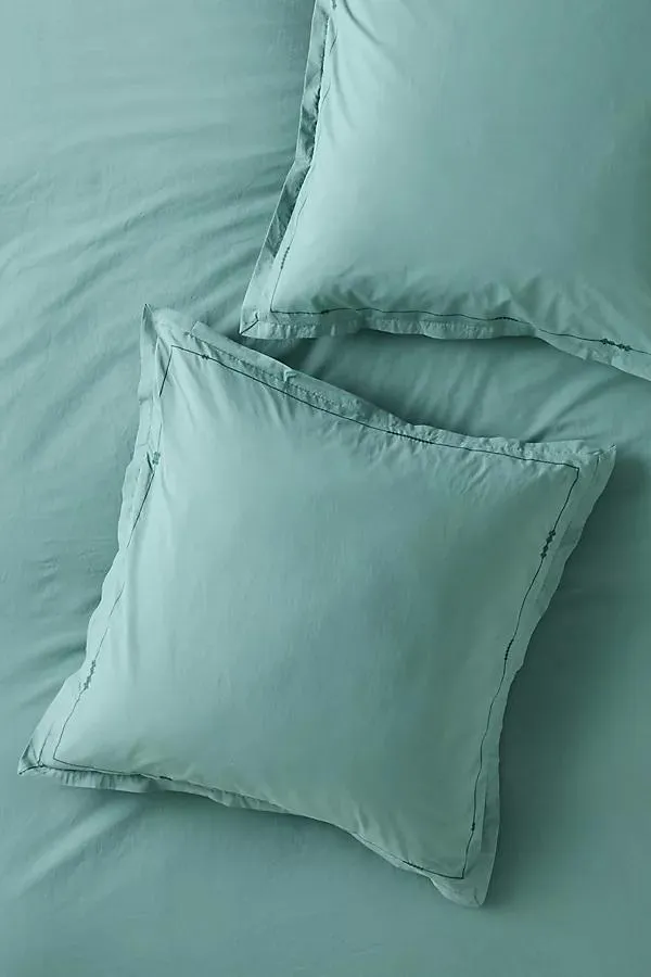 Taylor Organic Cotton Percale Embroidered Euro Sham