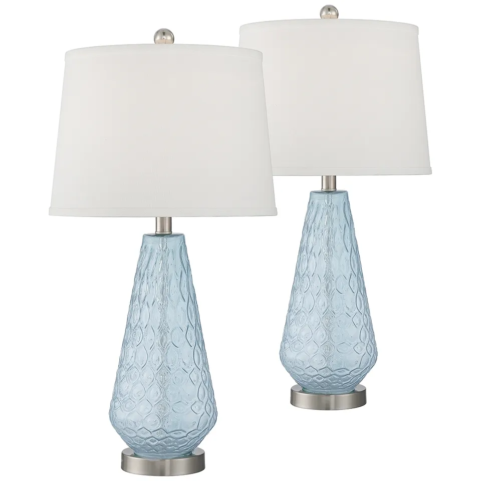 Possini Euro Dylan 27 1/2" Blue Glass Coastal Modern Lamps Set of 2