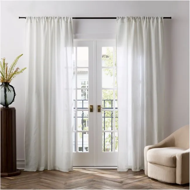 Crisp White Deco Linen Sheer Window Curtain Panel 52"x120" by Jeremiah Brent