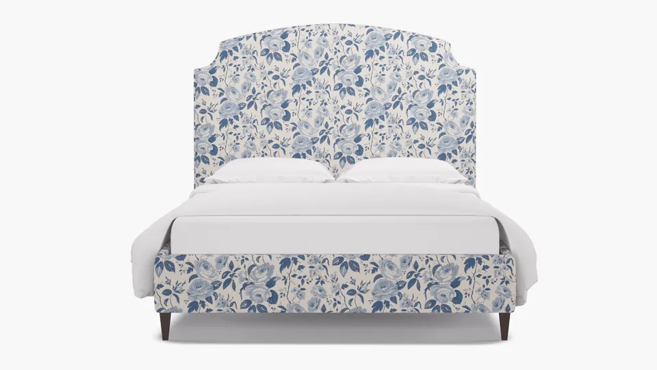 Cove Bed, Delft Chintz, Espresso Square Tapered Leg, Full