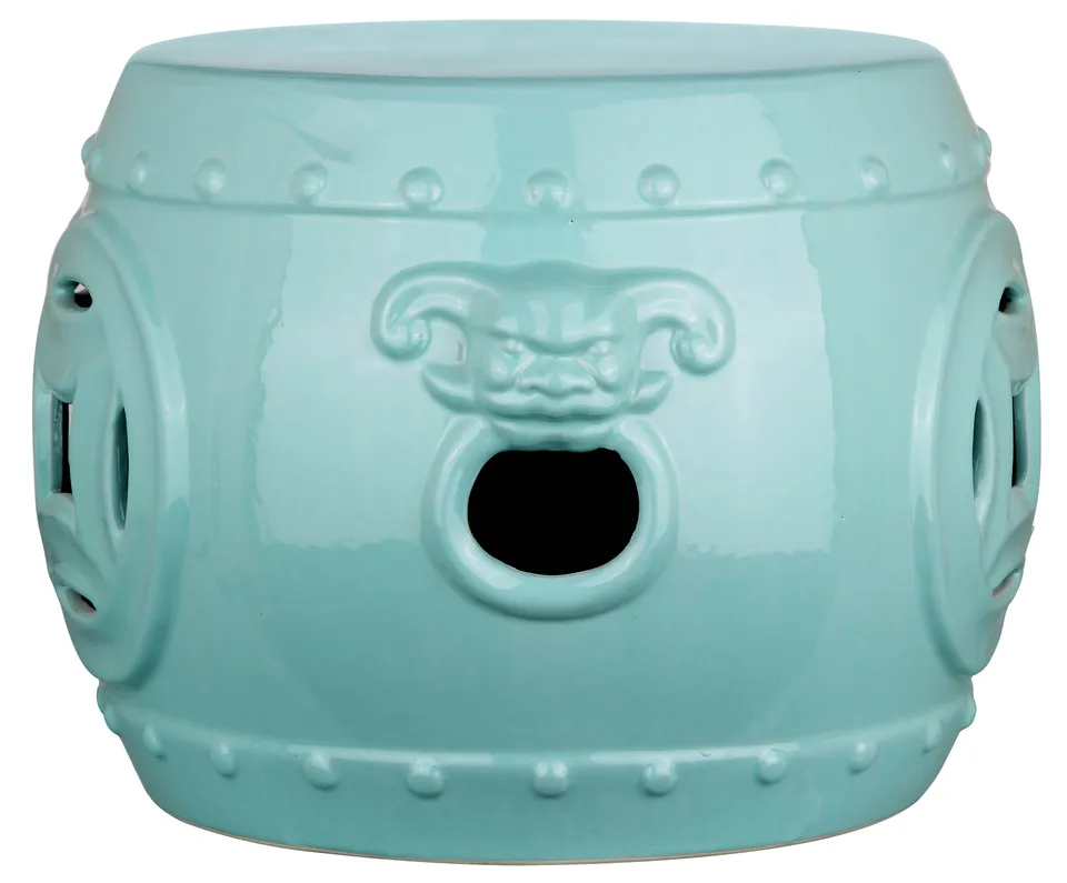 Mei Double Coin Garden Stool - Light Blue