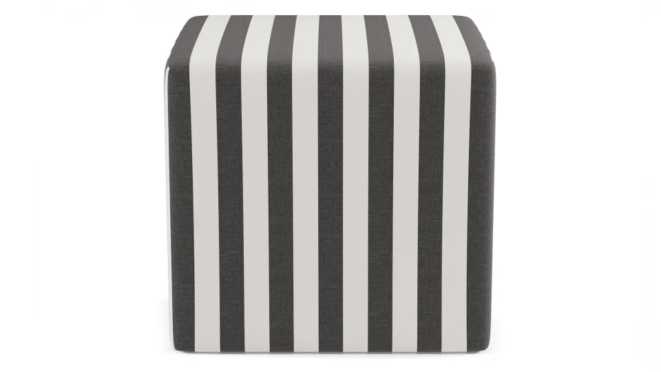 Cube Ottoman, Ink Cabana Stripe