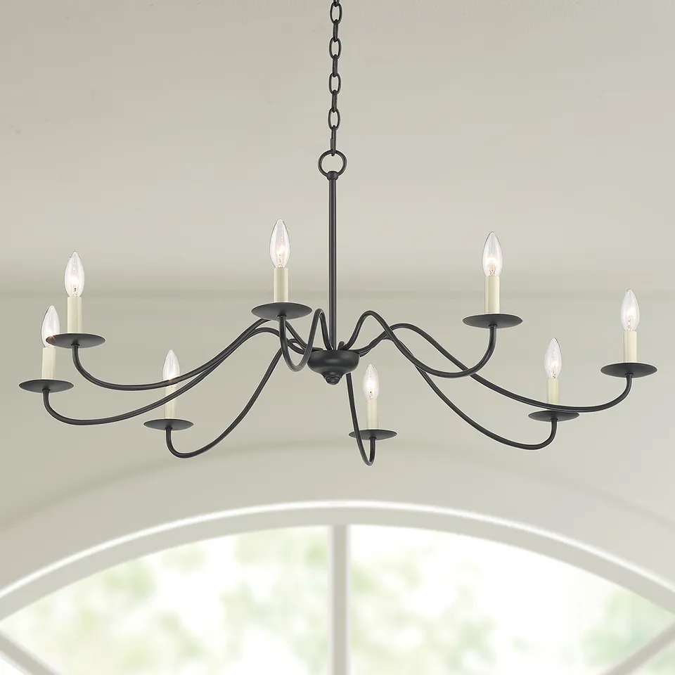 Franklin Iron Works Marinec 42" Black 8-Light Candelabra Chandelier