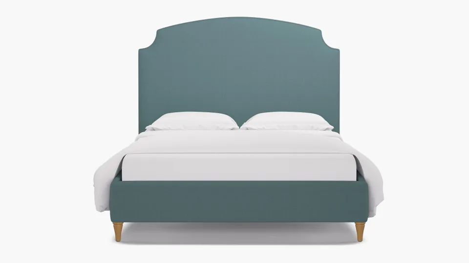 Cove Bed, Seaglass Everyday Linen, Natural Decorative Tapered Leg, Queen