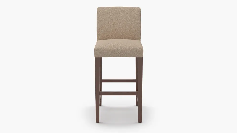 Signature Dining Bar Stool, Buff Boucle, Walnut Square Tapered Leg