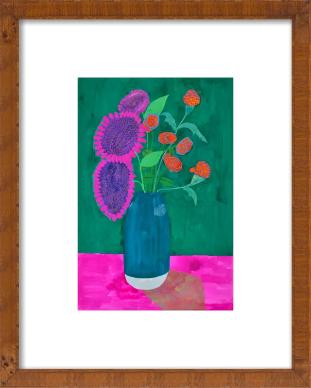 vase with sunflowers and carnations  by Christiane Drapela for Artfully Walls