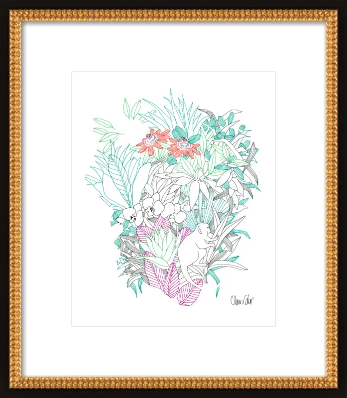 Passionflowers, orchids and the squirrel monkey  by Claire Colin for Artfully Walls