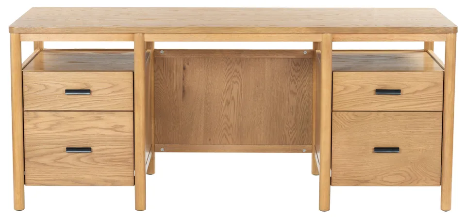 Jaylessa Wood 4 Drawer Desk - Natural / Black