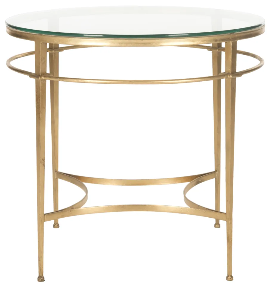 Ingmar Round Glass Side Table - Gold - Safavieh