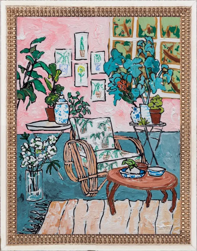 Cane Chair in Tropical Interior by Lara Lee Meintjes for Artfully Walls
