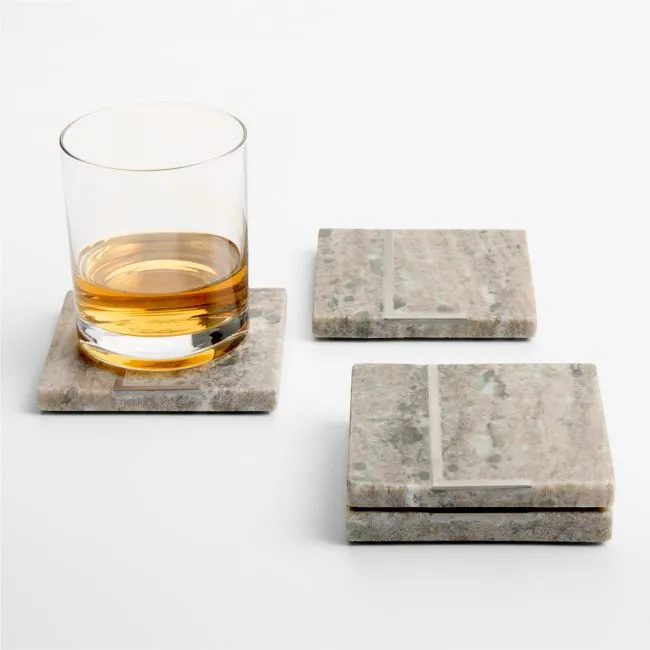 Tuscan Kitchen Marble "L" Monogram Coasters, Set of 4