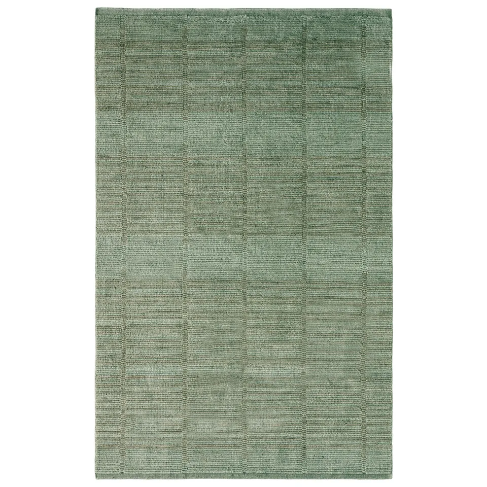 Megara ITD04 Handwoven Geometric Green Runner (3'X9')