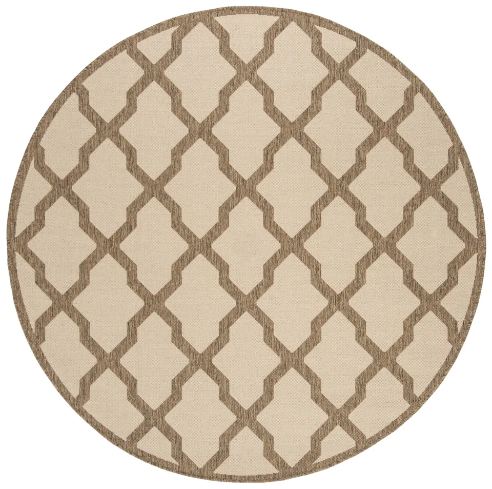 Arlo Home Indoor/Outdoor Woven Area Rug, LND122C, Cream/Beige,  6' 7" X 6' 7" Round