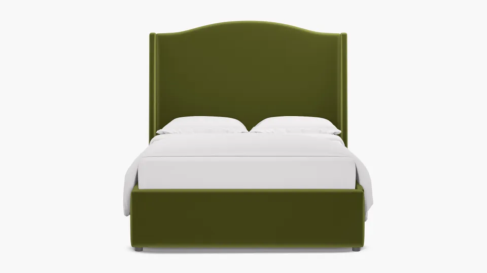 Curved Wingback Bed, Sage Performance Velvet, Full