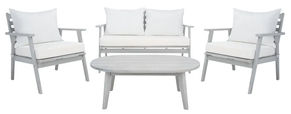 Deacon 4 Piece Living Set - Gray / Beige