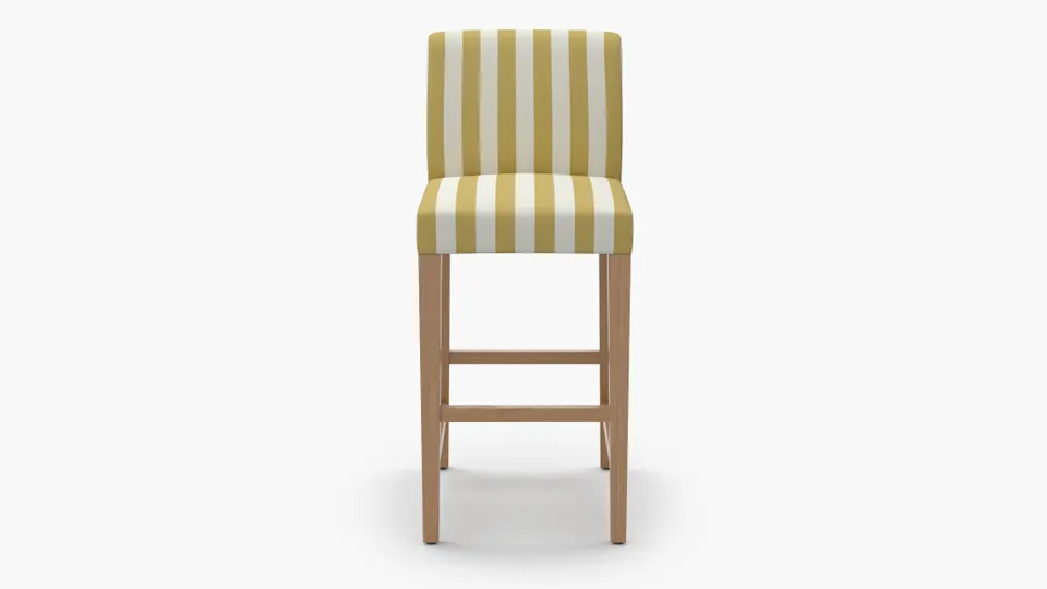 Signature Dining Bar Stool, Citrine Cabana Stripe, Natural Square Tapered Leg