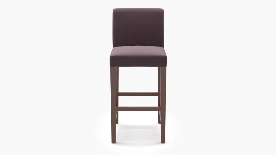 Signature Dining Bar Stool, Lavender Performance Plush Velvet, Walnut Square Tapered Leg