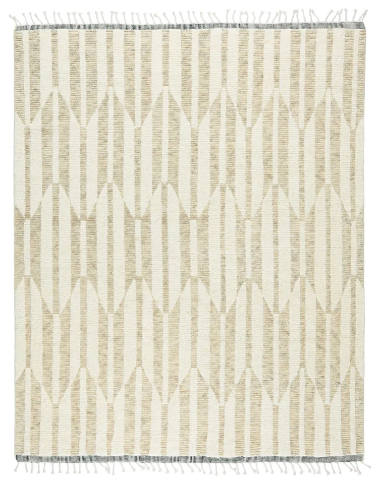Quest Hand-Knotted Geometric Beige/ Ivory Area Rug (10'X14')