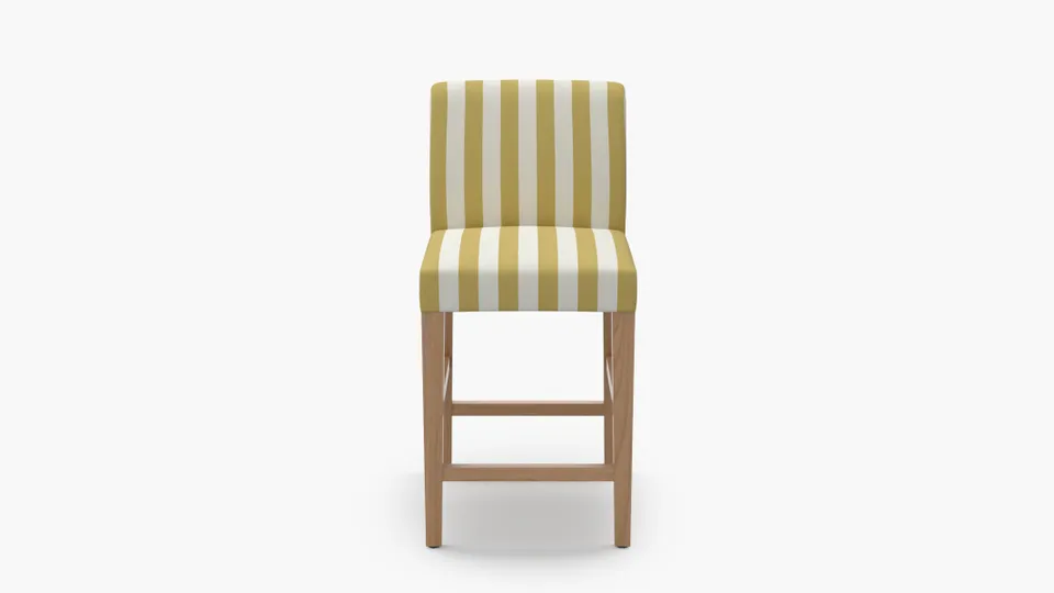 Signature Dining Counter Stool, Citrine Cabana Stripe, Natural Square Tapered Leg