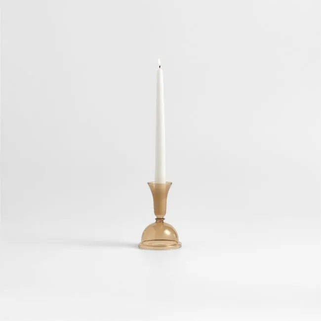 Milano Small Amber Glass Taper Candle Holder 5.2"