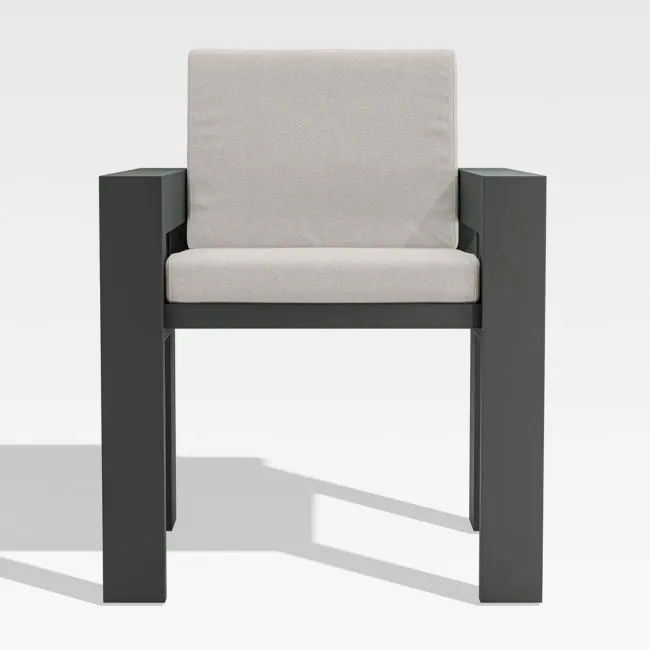 Walker Metal Outdoor Dining Armchair with Cast Ash Brown Sunbrella ® Cushions