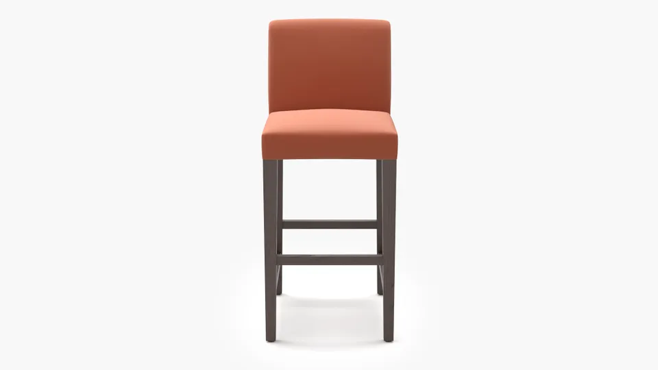 Signature Dining Bar Stool, Coral Performance Velvet, Espresso Square Tapered Leg