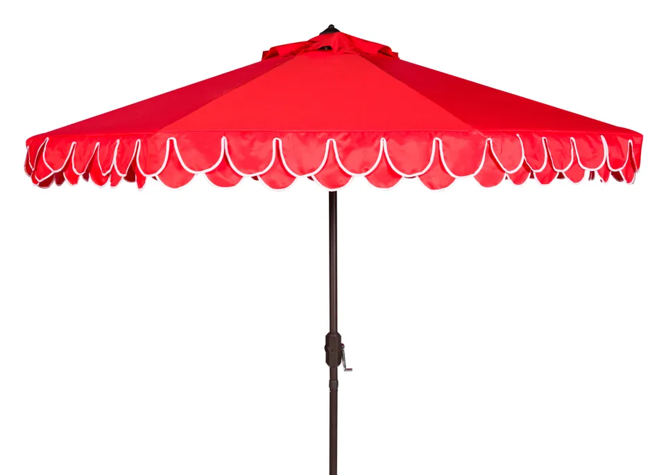 Elegant Valance 9 Foot Automatic Tilt Umbrella - Red/White