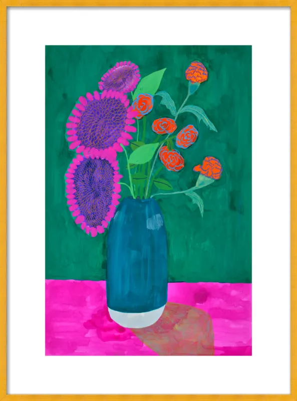 vase with sunflowers and carnations  by Christiane Drapela for Artfully Walls