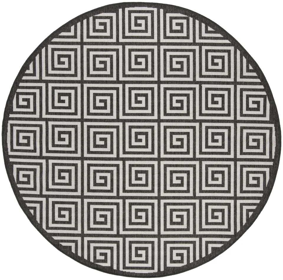 Arlo Home Indoor/Outdoor Woven Area Rug, LND129A, Light Grey/Charcoal,  6' 7" X 6' 7" Round