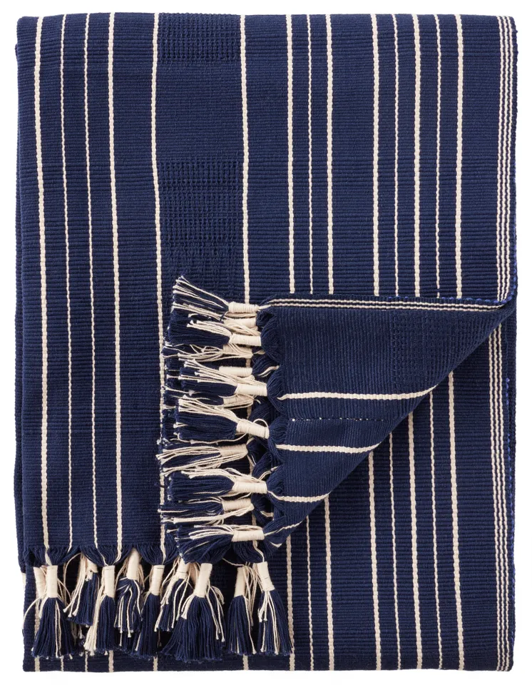 Kiphire Hand-Loomed Tribal Blue/ Ivory Throw