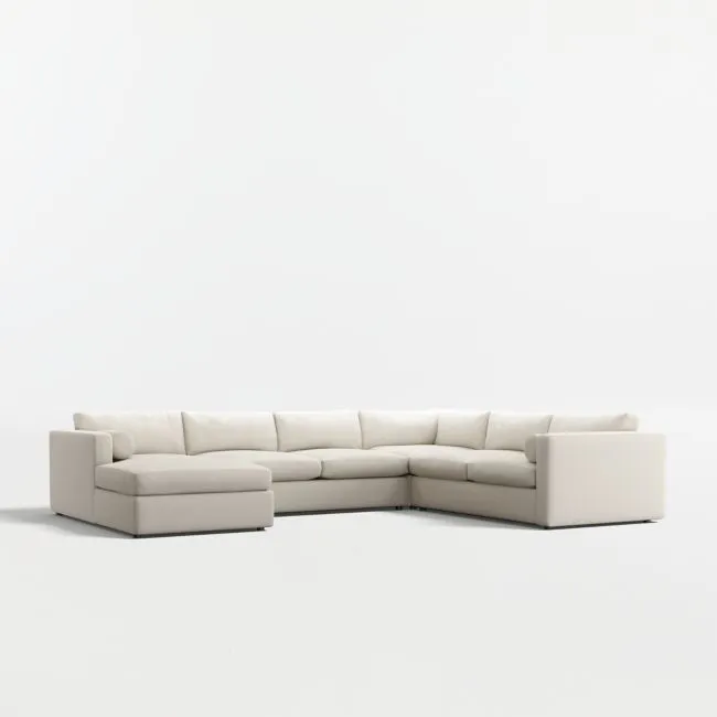 Aris Deep 4-Piece L-Shaped Sectional Sofa with Chaise Lounge