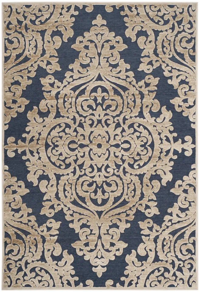 Arlo Home Woven Area Rug, PAR390-3490, Stone/Navy,  5' 3" X 7' 6"