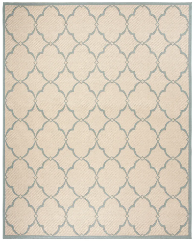 Arlo Home Indoor/Outdoor Woven Area Rug, LND125L, Cream/Aqua,  9' X 12'