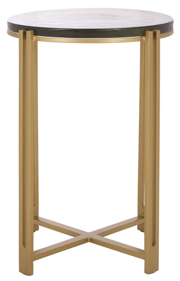 Levitt Cast Glass Top Accent Table - Brass/Clear