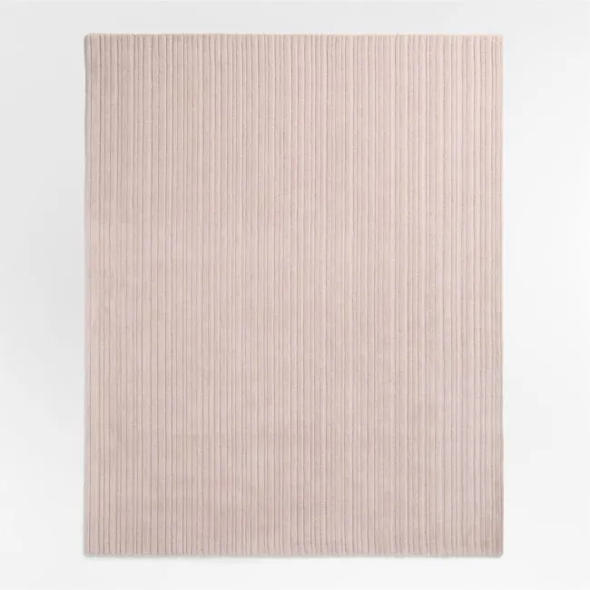Paloma Textured Stripe Rosy Lilac Wool Kids Area Rug 6'x9'