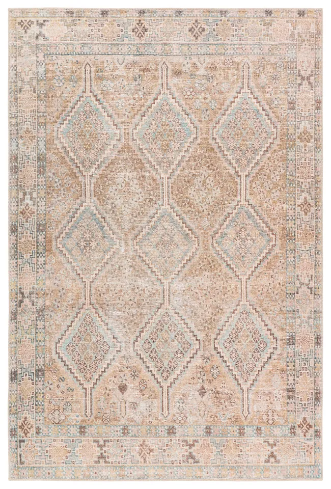 Marquesa KND20 Trellis Yellow and Tan Runner Rug (3'9"x8')