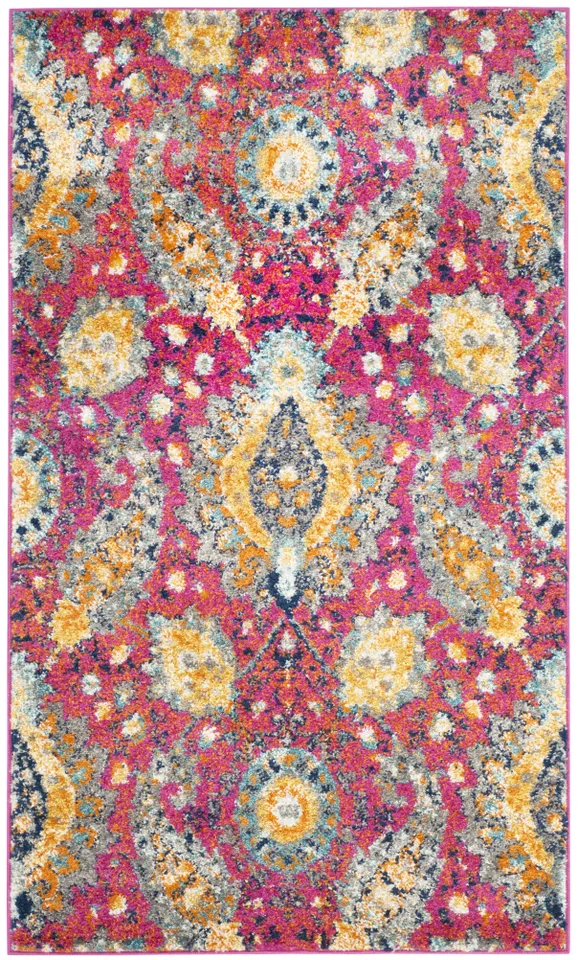 Arlo Home Woven Area Rug, MAD600A, Fuchsia/Gold,  3' X 5'