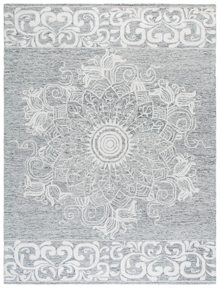 Safavieh Couture Abstract Collection Hand Tufted Area Rug, Ivory / Light Grey, 8' x 10'