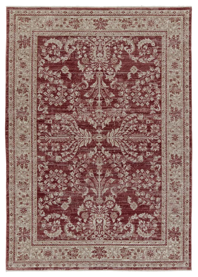 Vibe by Katarina Floral Red/ Light Gray Area Rug (5'X7'6")