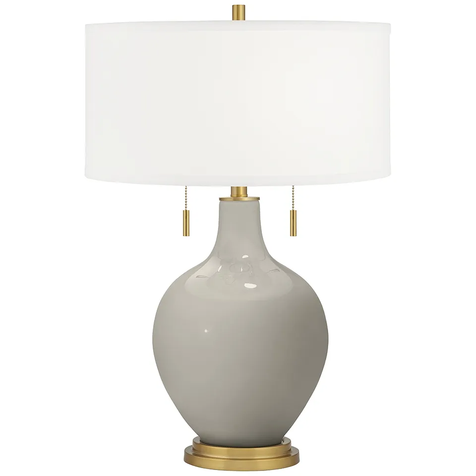Color Plus Toby Brass 28" Modern Glass Requisite Gray Table Lamp