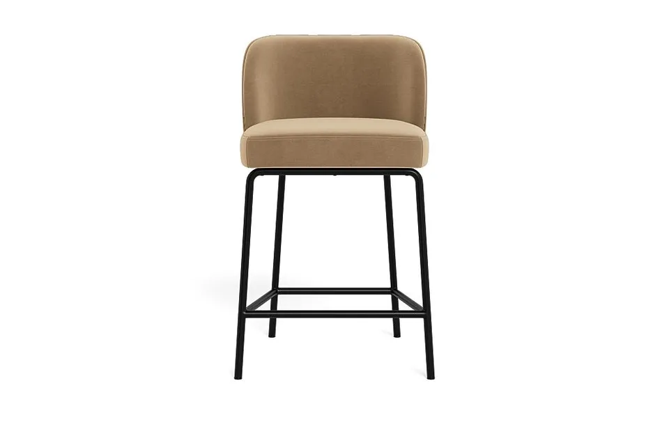 Graham Metal Framed Upholstered Counter Stool with Contrast Piping