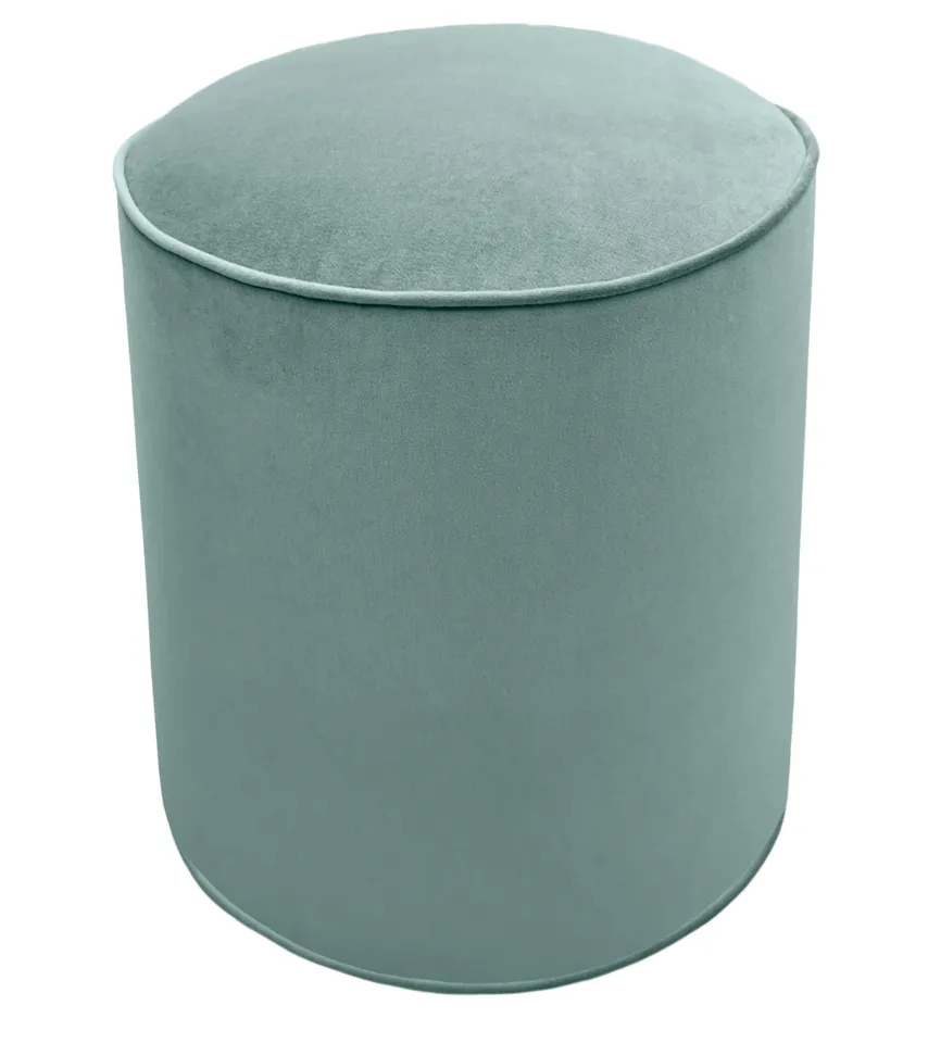 THE TIGHT ROUND OTTOMAN :: SOCIETY VELVET - 17" Diameter X 19" Height With Bullion / Navy Blue