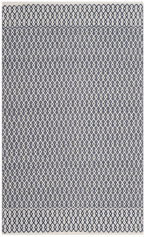 Arlo Home Hand Woven Area Rug, MTK339B, Ivory/Navy,  3' X 5'