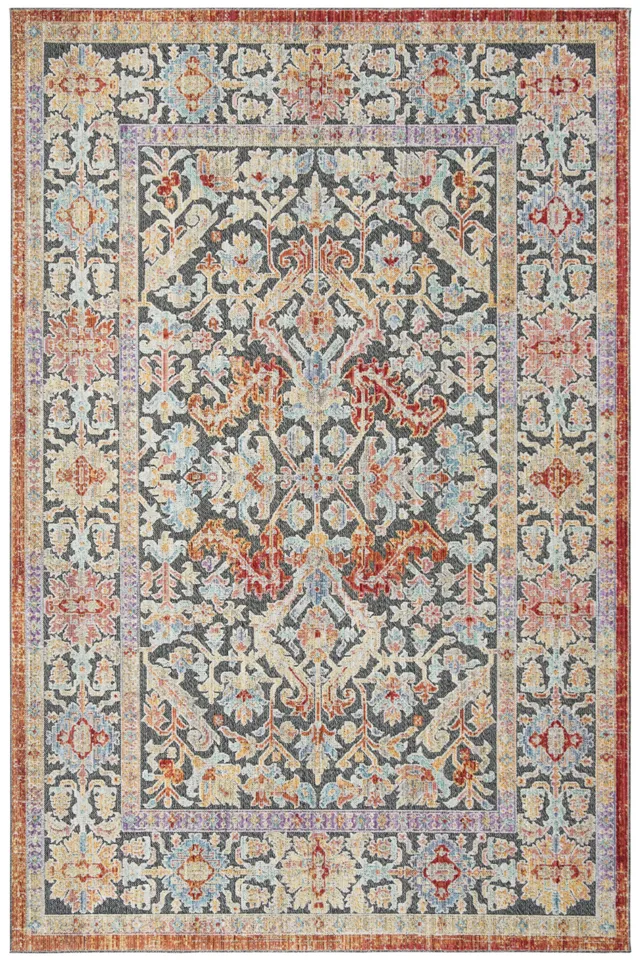 Arlo Home Woven Area Rug, PRV184Z, Black/Aqua,  5' 3" X 7' 6"