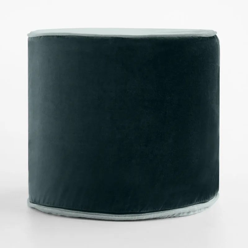 Harriet Dark Teal Velvet Round Kids Pouf Cover