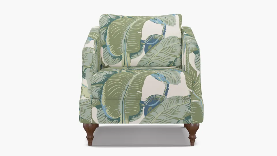 Slope Arm Chair, Pistachio Martinique®, Walnut Turned Wood Leg