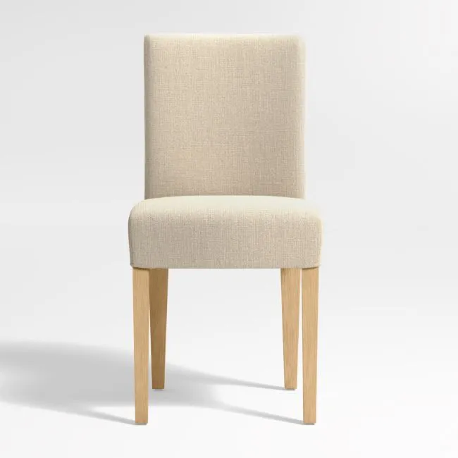 Lowe Taupe Upholstered Dining Chair with Natural Wood Legs